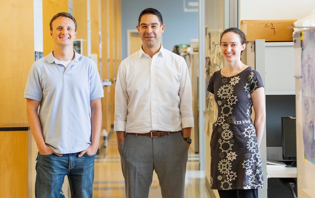 Shawn Hingtgen with Andrew Satterlee, a postdoctoral research associate, and Alison Merecer-Smith, a graduate research assistant
