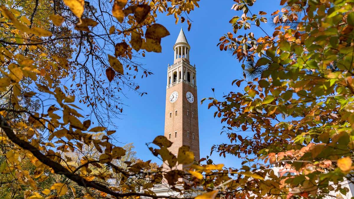 The UNC-Chapel Hill bell tower in fall.