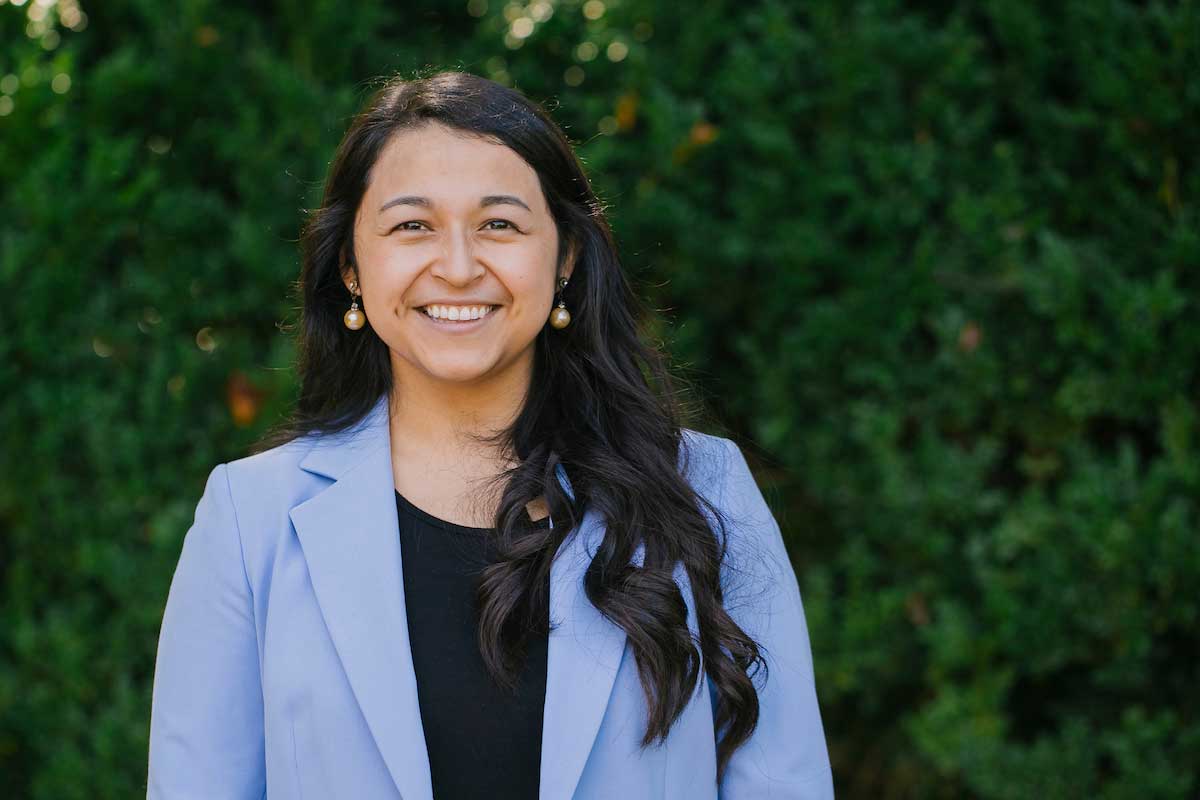Maribel Borger poses on the campus of UNC-Chapel Hill.