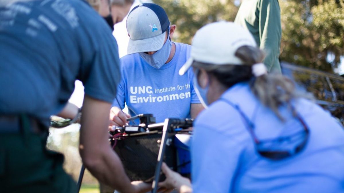 UNC researchers working with drone