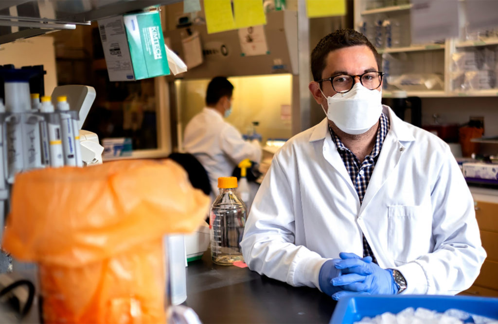 David R. Martinez in the lab on the University of North Carolina at Chapel Hill campus.