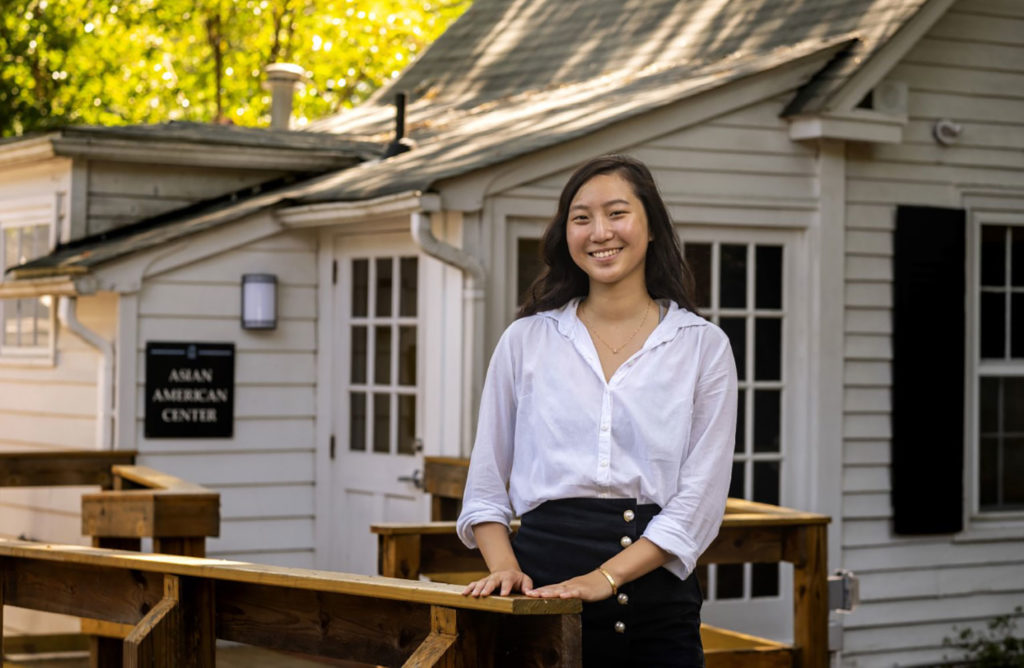 Selina Shi stands in front of Asian American Center