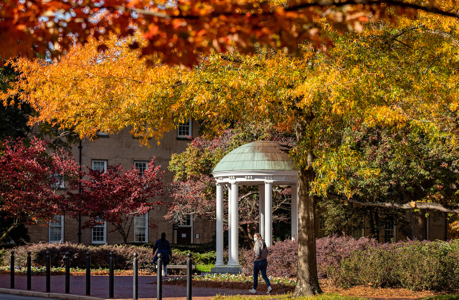 UNC-Chapel Hill Old Well with colorful fall leaves