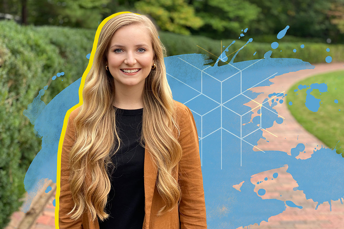 Carolina Covenant Scholar Lindsay Corbett poses outside on UNC's campus.