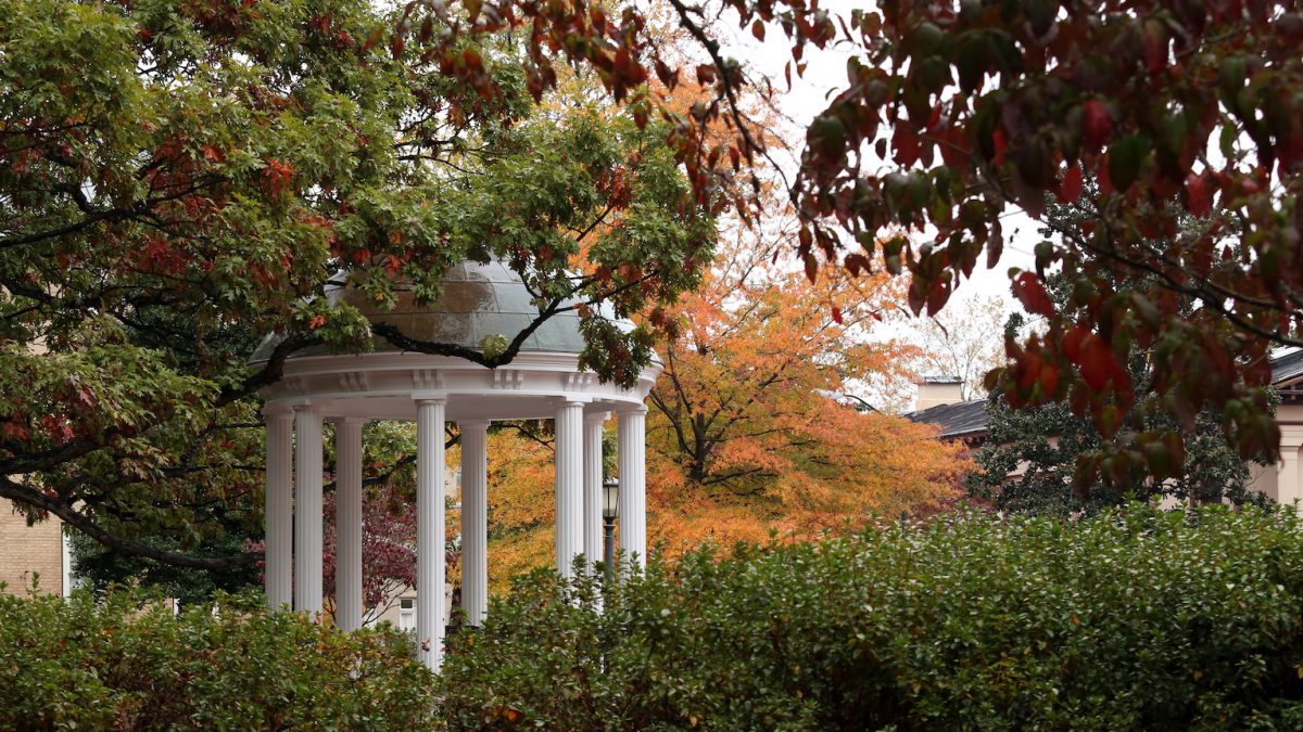Fall scene of the Old Well at the University of North Carolina at Chapel Hill