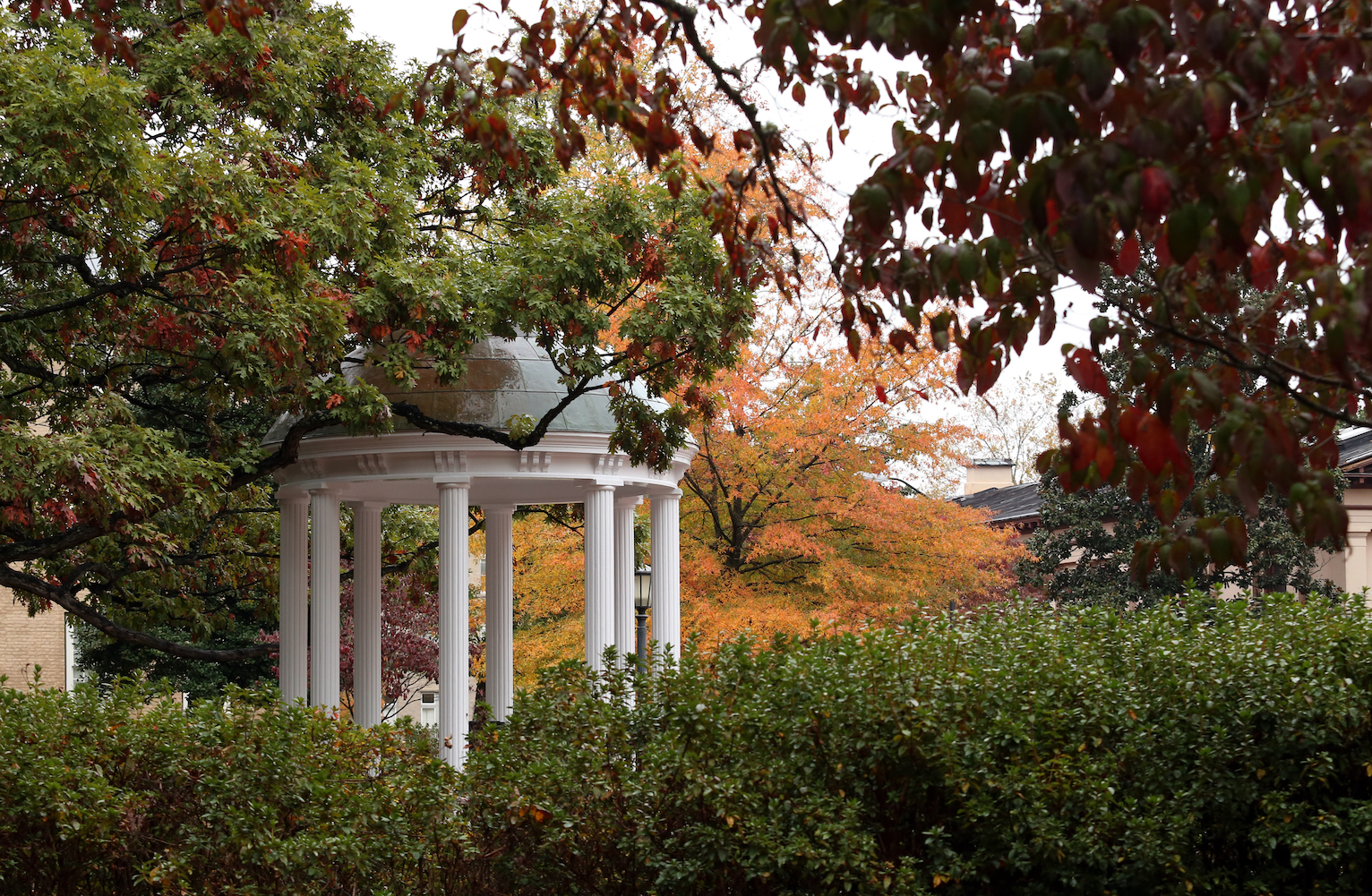 Fall scene of the Old Well at the University of North Carolina at Chapel Hill