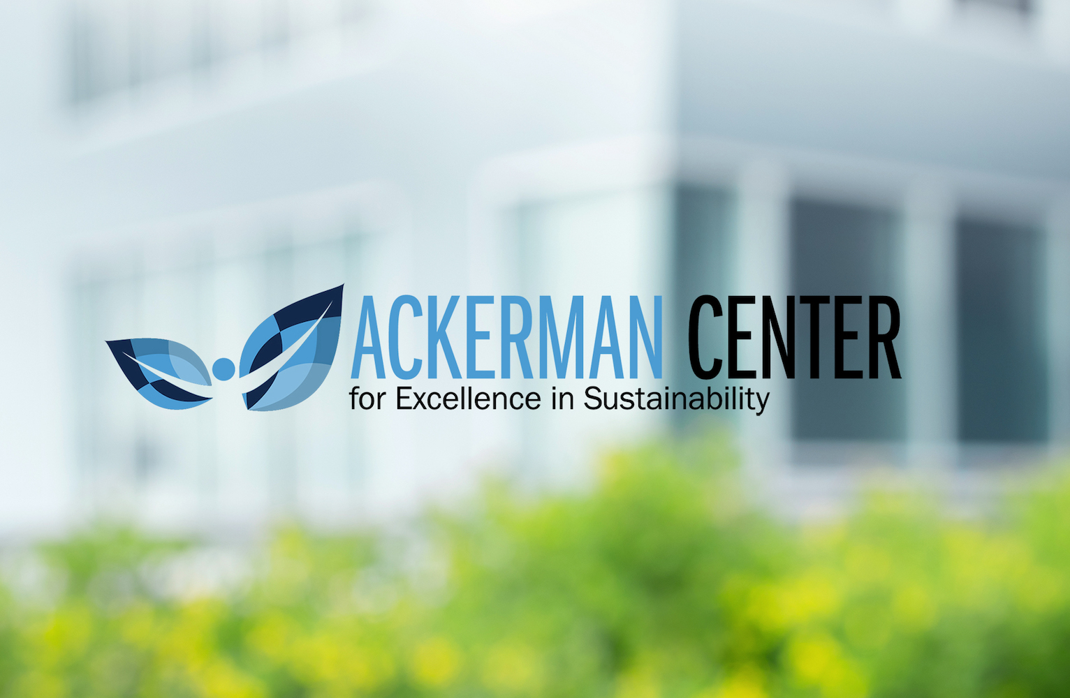 A logo with butterfly that says Ackerman Center for Excellence in Sustainability