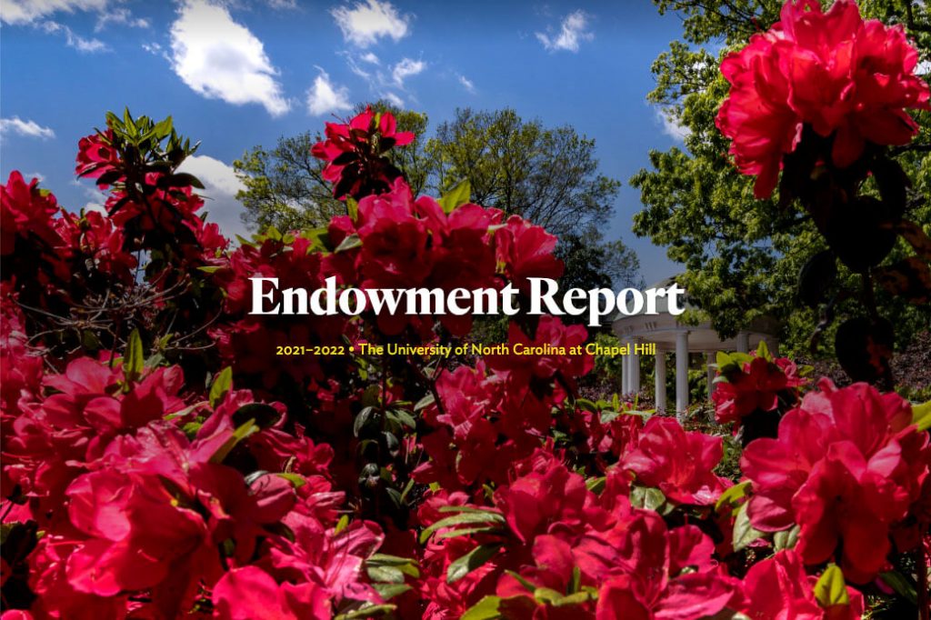 Cover image for the Endowment Report 2021-2022 of The University of North Carolina at Chapel Hill