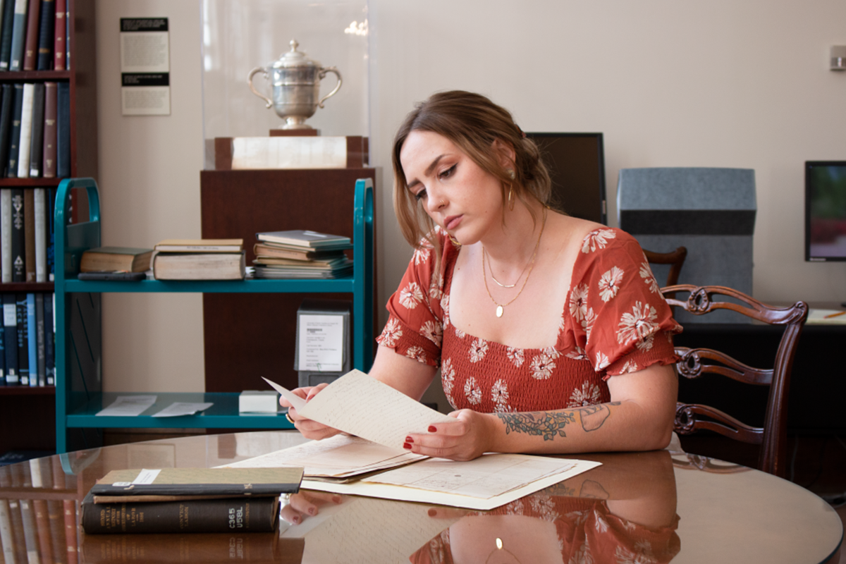 Cayla works with historical documents